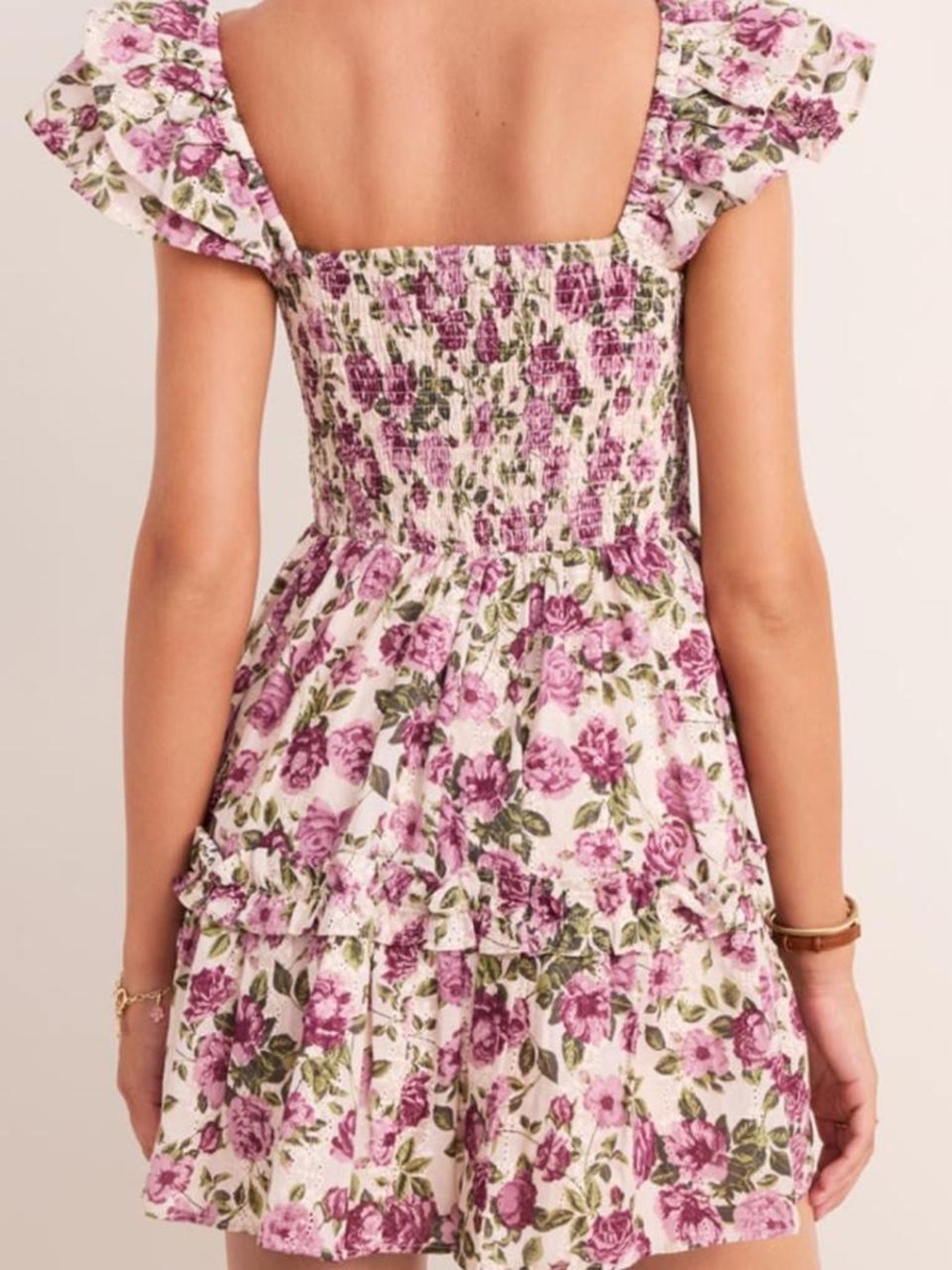 Floral Ruffle-Sleeve Mini Dress - Picture 2 of 5